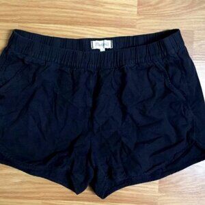 Black Shorts Cotton Blend Stretchy with Pockets